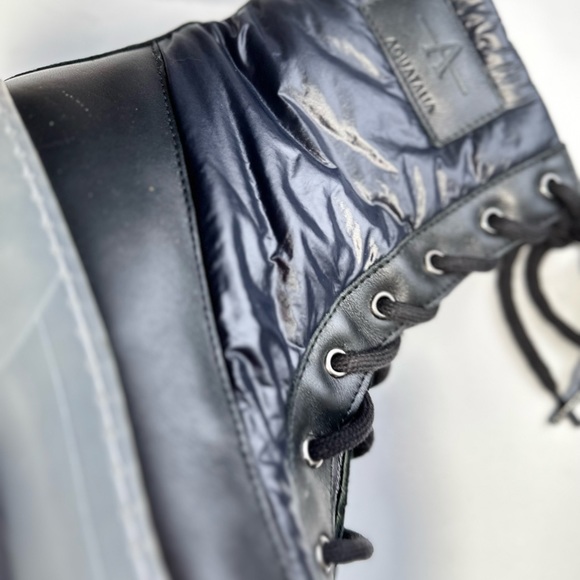 Aquatalia Aisa Recycled Nylon Leather Glossy Chunky Platform Eco Boots NWOT 9.5 - Picture 9 of 16